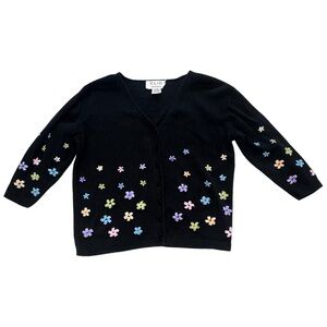 Vintage CLIO Black Floral Cardigan